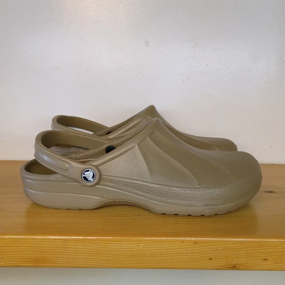 Crocs Endeavor Slip On Closed Toe Clog‎ Shoes Men's 12 Brown Khaki